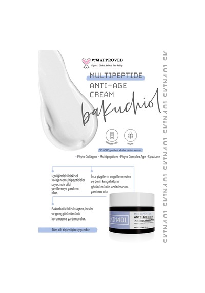 Skin401 Multipeptit Bakuchiol Vegan Retinol Yaşlanma Ve Kırışıklık Karşıtı Krem 50ml