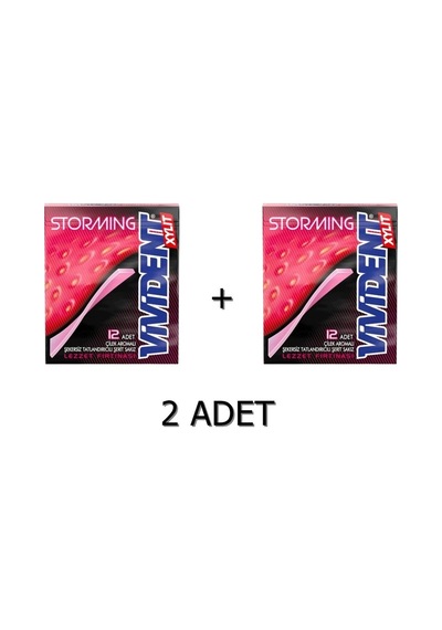 Vivident Storming Çilek Aromalı Şekersiz Tatlandırıcılı Şerit Sakız 2 x 33 G