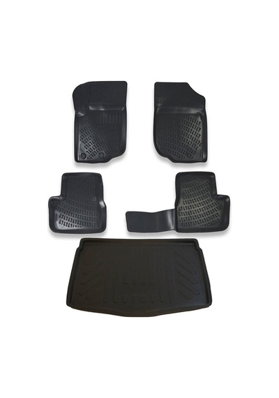 Peugeot 207 Sw Outdoor 2008-2012 Havuzlu Paspas ve Bagaj Seti Biz Siyah