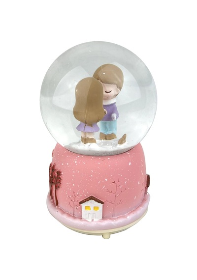 Winter Lovers - Kış Aşıkları Işıklı Ve Müzikli Kar Küresi Pembe