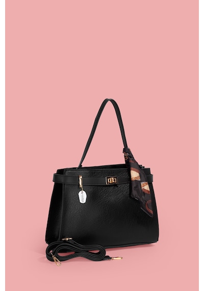 Westbag Kadın Tokalı Fularlı El Ve Çapraz Deri Dokulu Çanta Siyah
