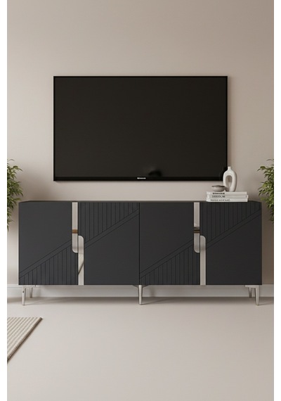 Ka1828as Evva Konsol Ve Tv Sehpası Antrasit-silver 180cm Antrasit - Gümüş
