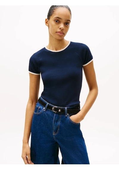 Tommy Hilfiger Contrast Rınger Tee Kadın Lacivert T-shirt