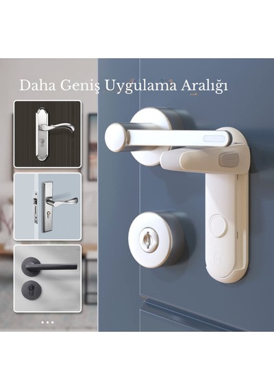 Safelon 2'li Çocuk & Evcil Hayvan Için Kapı Kolu Kilidi, Bebek Güvenliği & Kolay Kurulum Koruyucu Çok Renkli