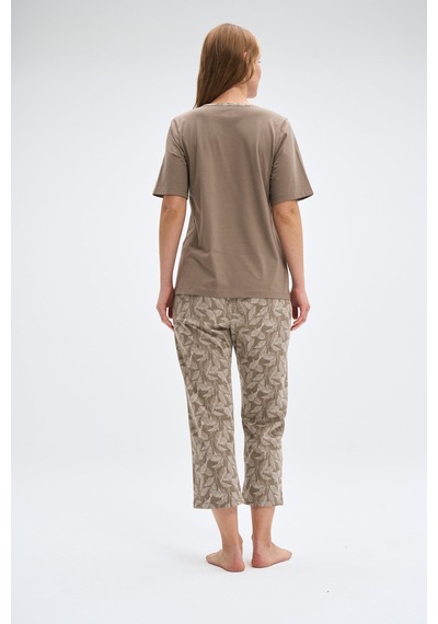 Relax Mode Kadın Bej Kapri Pijama Takımı- 2054r