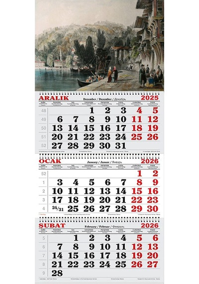 2026 Yılı Gemici Takvimi-constantineple Deniz Kenarında Sohbet Eden İnsanlar