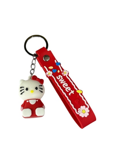 Renkli Silikon Anahtarlıklar-kırmızı Hello Kitty Çok Renkli