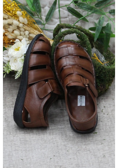 Mehmet Mete 102 Taba Kale Comfort Hakiki Deri Erkek Sandalet Taba