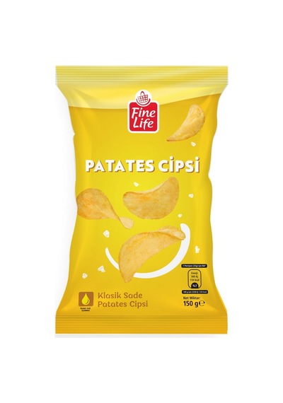 Fine Life Sade Patates Cipsi 150 G - Klasik Lezzet, Çıtır Çerez - 4 Adet Tarı
