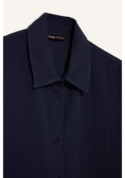 DeFacto Regular Fit Müslin Kısa Kollu Gömlek F0884AX25SMNV125