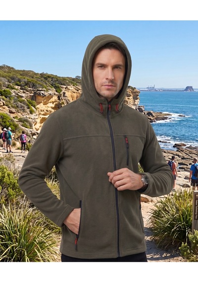Luxıc Core Erkek Kapüşonlu Füme Polar 3 Cepli Fermuarlı Sıcak Tutan Kışlık Outdoor Hoodie Günlük Stilpro