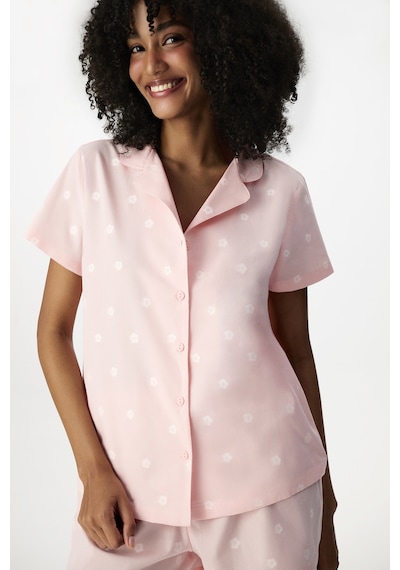 Penti Pembe Floral Morning Pamuklu Gömlek Şortlu Pijama Takımı