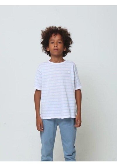 Nanica Kids Erkek Çocuk Bisiklet Yaka Çizgili T-shirt-14075-mavi Mavi