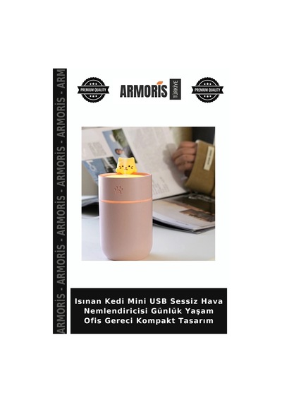 Isınan Kedi Mini Usb Sessiz Hava Nemlendiricisi Günlük Yaşam Ofis Gereci Kompakt Tasarım