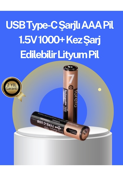 Cosmotex Hızlı Şarj Teknolojili Usb Şarjlı Aaa Pil 40 Dakikada Tam Şarj