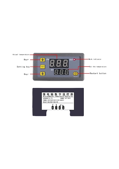 Dijital Sıcaklık Kontrol Termostatı Çift Ekranlı 12v