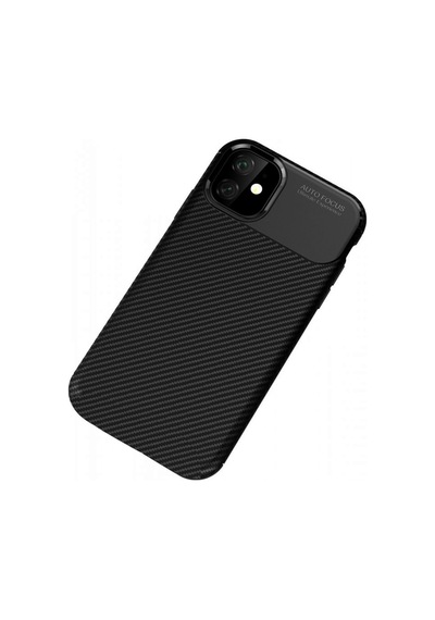 Apple Uyumlu iPhone 11 Kılıf Focus Carbon Desen Silikon Kapak Siyah