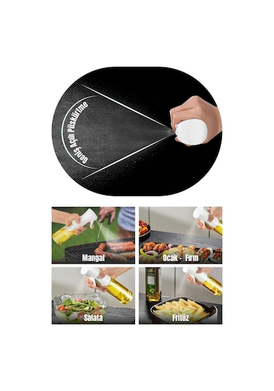Vienev Airfryer Sprey Yağdanlık Cam Şişe - Izgara Fritöz Salata Yağ Püskürtücü Beyaz