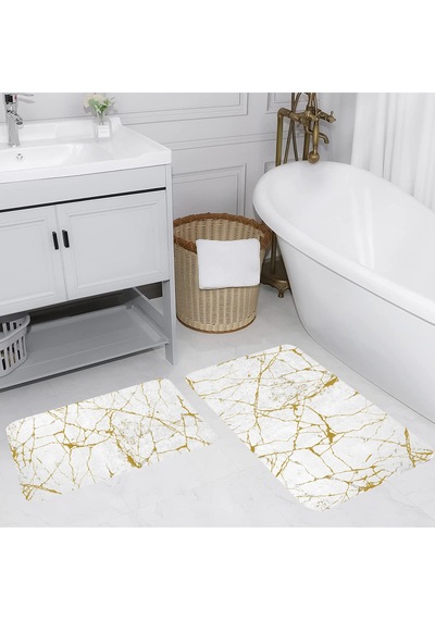 Rovigo Home Baskılı Kaymaz Taban 2 Li Banyo Paspas Takım Rvg5095-100X60-60X50 Çok Renkli