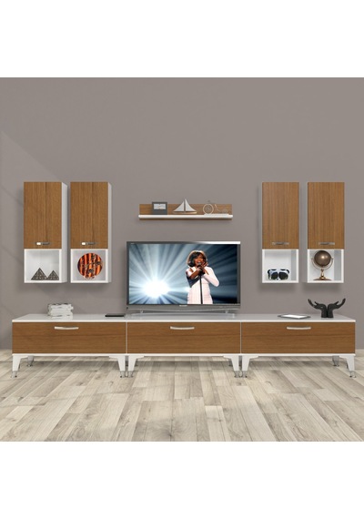 Decoraktiv Eko 8da Mdf Silver Tv Ünitesi Tv Sehpası Beyaz - Ceviz