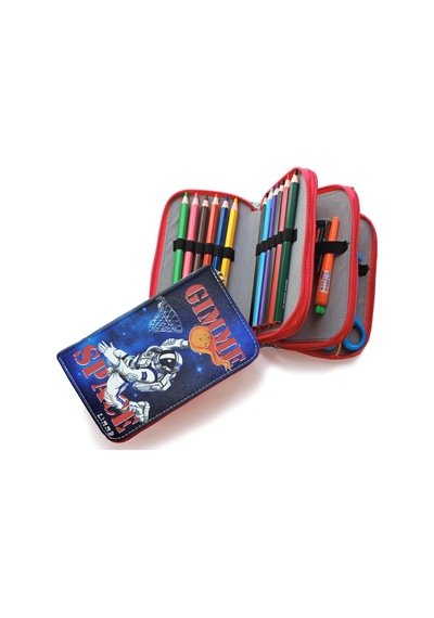 Kalem Kutusu Basketbolcu Astronot Space Desenli Organizer Kalemkutu Vegan Deri Üç Bölmeli Kalemlik - Kırmızı Beyaz - Çok Renkli Kalem Kutusu Basketbolcu Astronot Space Desenli Organizer Kalemkutu Vegan Deri Üç Bölmeli Kalemlik - Kırmızı Beyaz - Çok Renkli