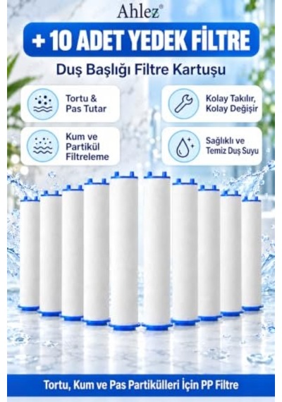 Duş Başlığı Filtresi Kireç, Klor Ve Pas Önleyici Yedek Filtre Seti 10