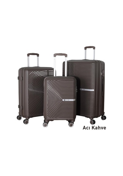 Mçs 3lü Set Kırılmaz Silikon Seyahat Valizi Bavulu V374 Acıkahve Kahverengi