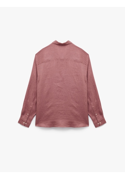 Koton Klasik Yaka Regular Fit Uzun Kollu Keten Gömlek Pembe 5sam60172hw Gül