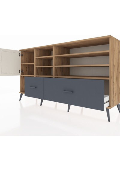 Hyperion Konsol 8 Raflı 2 Çekmeceli Tek Kapaklı 176x44x99 Çam-ay Çam-aytaşı/antrasit Hyperion Konsol 8 Raflı 2 Çekmeceli Tek Kapaklı 176x44x99 Çam-ay Çam-aytaşı/antrasit