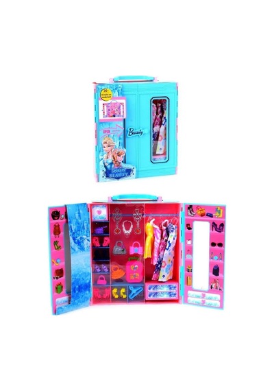 Oyuncak Kıyafet Dolabı Beauty Gardrop 30 Parça Mavi