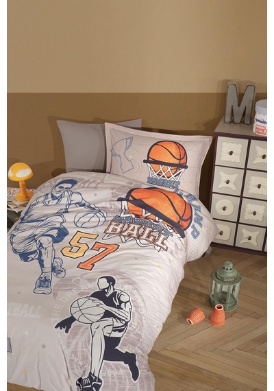 Clasy Tek Kişilik Nevresim Takımı Basketball Bej Bej
