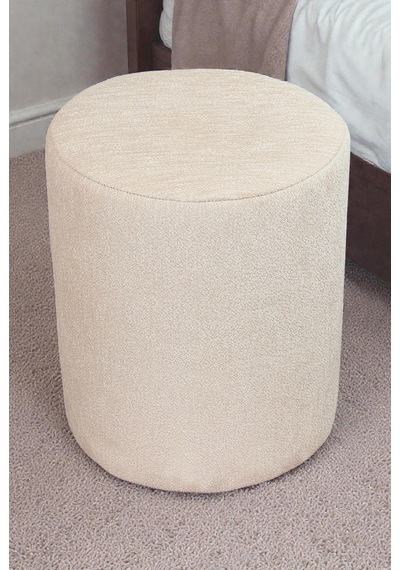 Dekoratif Silindir Puf Ahşap İskeletli, Oturma Ve Yatak Odası Pufu - Krem - 40x36 Cm Krem