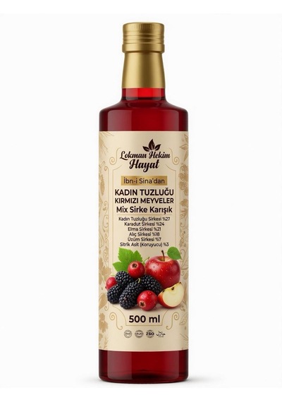 3 Şişe Lokman Hekim Hayat Kadın Tuzluğu Berberin Kırmızı Meyveler Mix Sirke Karışık 3x500 Ml