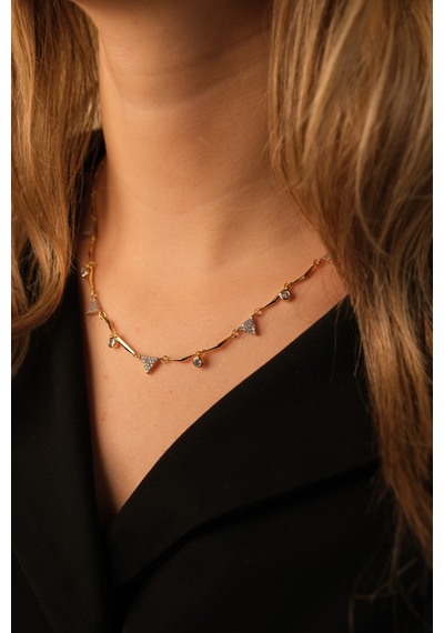 Çildan Womens Zirkon Taşlı Gold Kolye