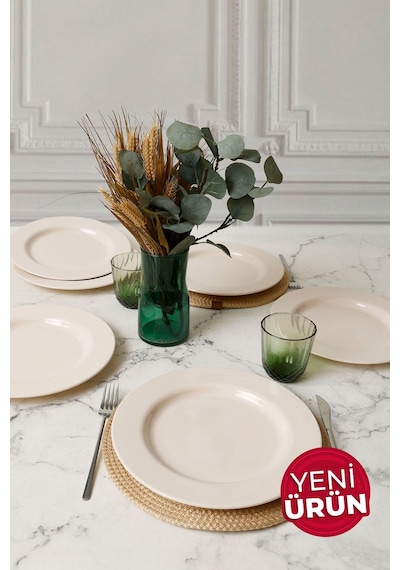 Keramika Krem Assos Servis Tabağı 28 Cm 6 Adet 030 Krem