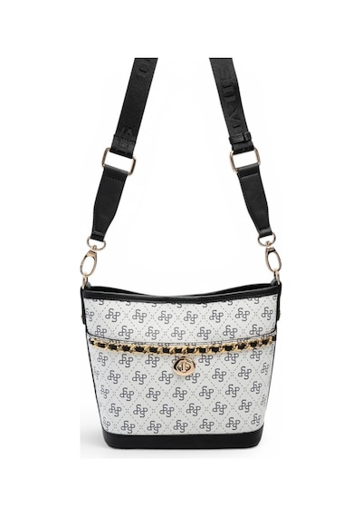 Silver & Polo Silver Polo Beyaz - Siyah Monogram Kadın Omuz Çantası Sp1284