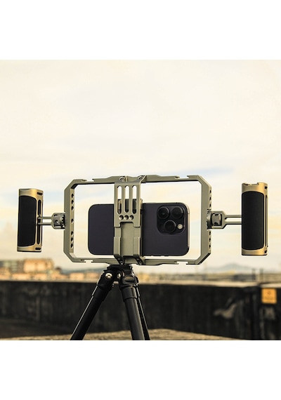 Gdx Phn-08 Profesyonel Video Rig Çift Tutacaklı Metal Telefon Kafesi Vlog Ekipmanı