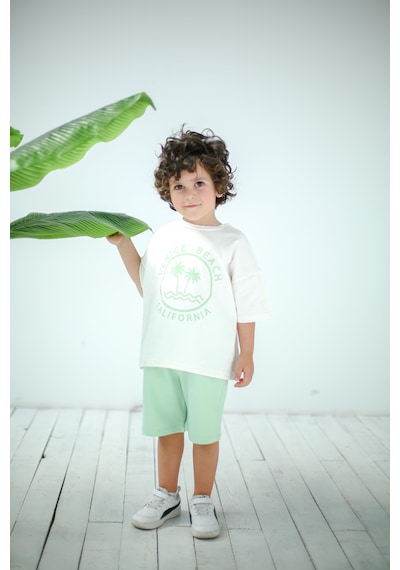 Miababy California Baskılı İkili Takım Fıstık Yeşili