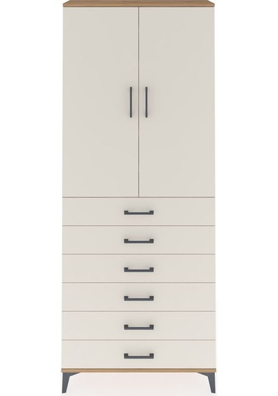Arges Dolap 3 Raflı 6 Çekmeceli 2 Kapaklı 88x30x221 Çam-aytaşı Çam