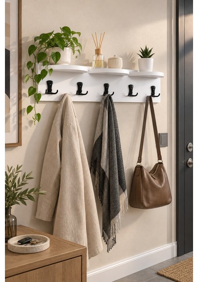 Sulorahome 5'li Duvar Askılığı Ve Raf Sistemi Beyaz 80 Cm
