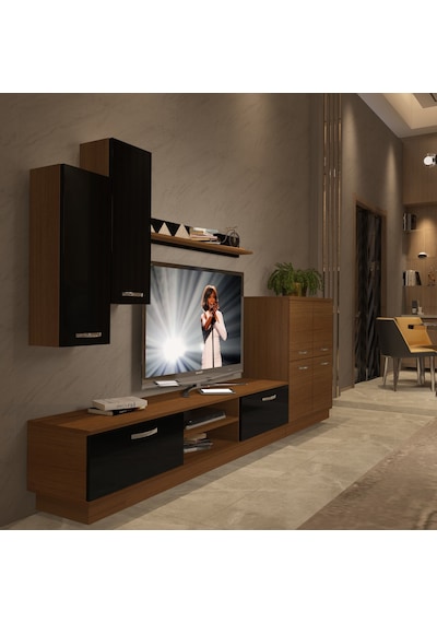 Decoraktiv Eko 6b Mdf Dvd Tv Ünitesi Tv Sehpası Ceviz - Siyah
