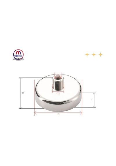 40mm Çok Güçlü Deniz Mıknatısı - Fishing Magnet - Neodyum Daimi Çelik Mıknatıs - Halkalı Pot Mıknatıs - Nik