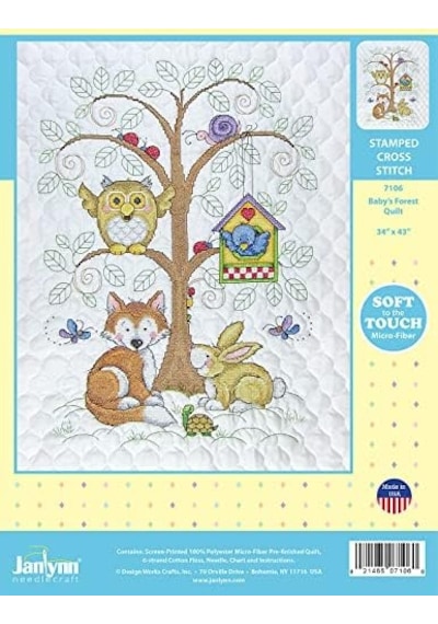 Design Works Crafts Janlynn Kanaviçe Yorgan Seti, Bebek Ormanı İçin Damgalı 0