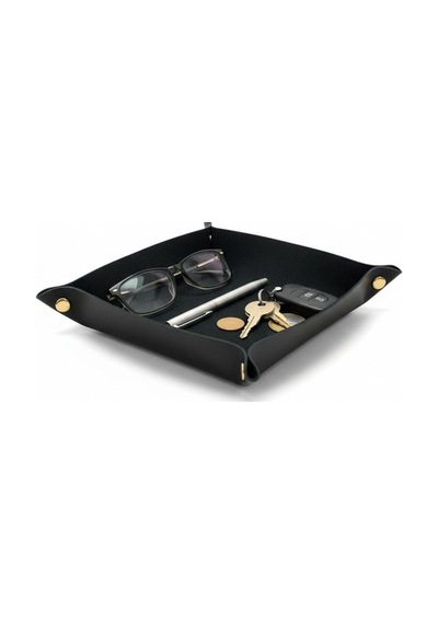 Deri & Süet Masaüstü Organizer Minimalist Dekoratif Tasarım Siyah Siyah