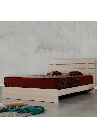 Pasifichome Huga Çift Kişilik Ahşap Karyola Meşe 150 Cm / Başlıklı Karyola