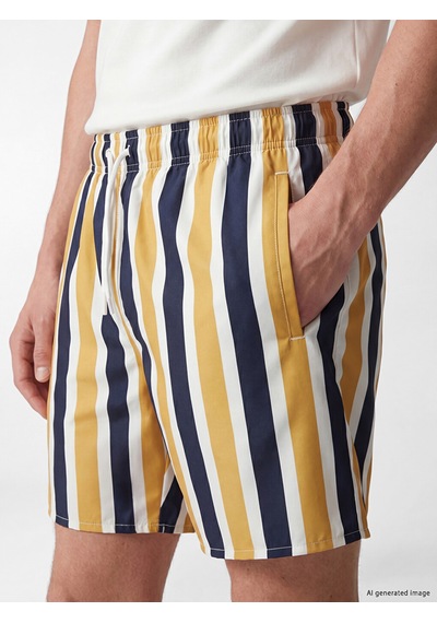 Lcw Swımwear Sarı Kısa Boy Çizgili Erkek Deniz Şortu