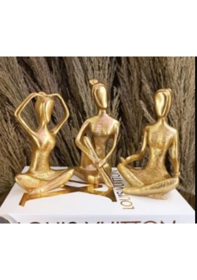 09cm-18cm Lik Kırılmaz Polyester,3 Lü Yoga Yapan Kızlar Biblo