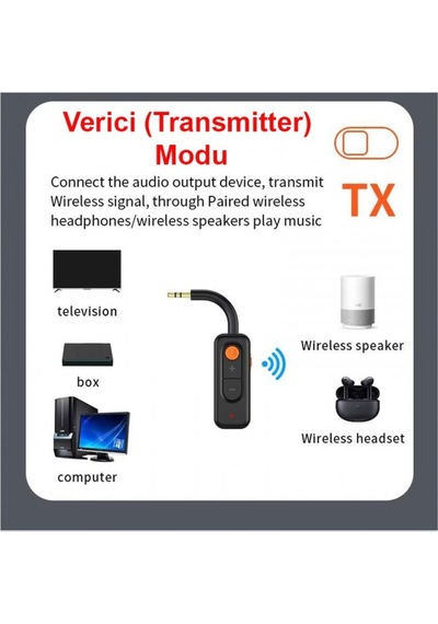 Bluetooth V5.4 Alıcı Verici Mikrofonlu 3.5mm Aux Bluetooth Adaptör