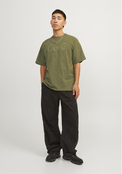 Jack & Jones Erkek Logo Baskili Bisiklet Yaka Tisört - Austin 12256401 Cypress Yeşil
