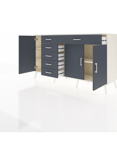 Kronos Konsol 3 Raflı 6 Çekmeceli 3 Kapaklı 176x59x99 Aytaşı-antr Aytaşı-antrasit